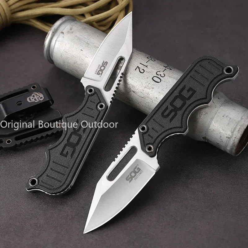 Hot Lightweight Full Tang Instinct Fixed Knife G10 Handle Mini Pocket EDC Neck Chain Multifunction Tools with ABS Plastic Sheath