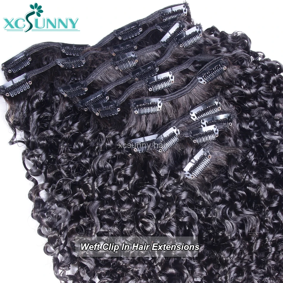 Kinky Curly Seamless Clip Ins Human Hair PU Clip In Hair Extensions For Black Women Curly Clip In Hair Extensions