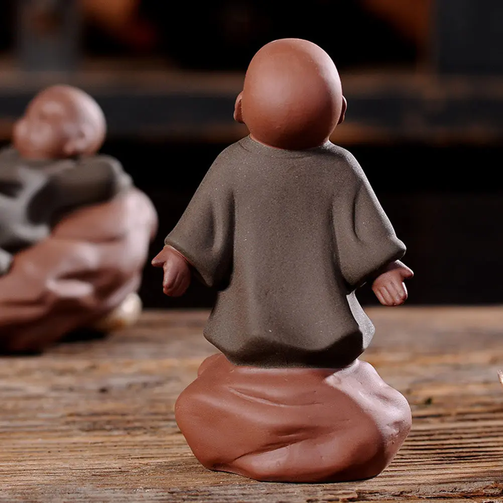 

Buddha Monk Statue Purple Clay Hand-Painted Delicate Desktop Adornment Home Decoration Zen Monk Ornament Peaceful Interior
