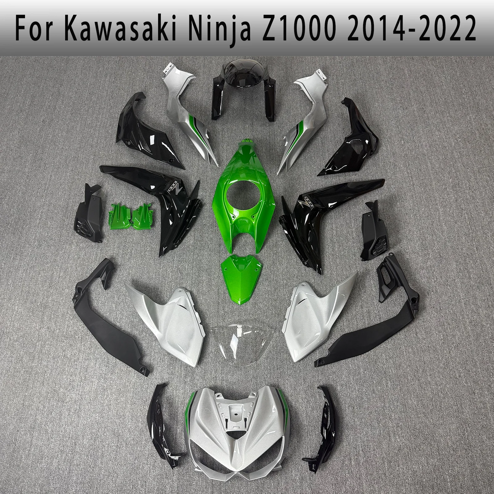 

Suitable for Kawasaki Z1000/ER1000 2014-2022 models body fairing kit silver green motorcycle injection molding full fairing kit