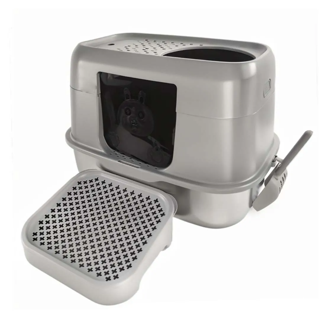 

Durable Stainless Steel Cat Litter Box with Plastic Lid Easy Cleaning and Odor Control Accessory Product