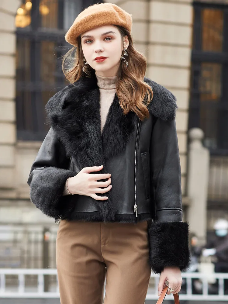 Hot Selling Fashion  Tuscany Sheep Fur One Piece Women's Short Fur Coat