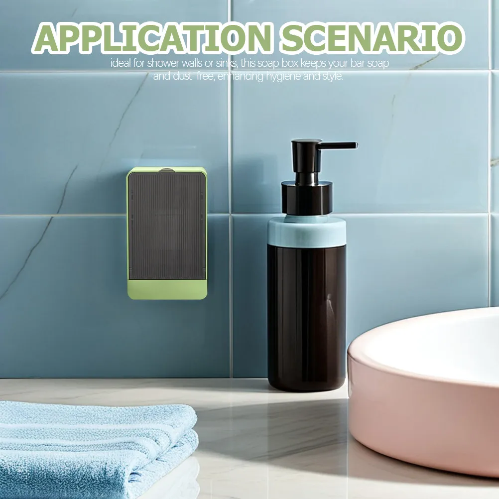 2Pcs Wall Soap Box Bathroom Organizer Flip Cover Drain Self Draining Soap Holder Waterproof Storage for Shower Sink