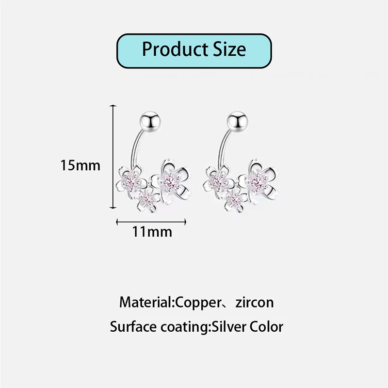 Niche Luxury 925 Needle Zircon Flower Bead Screw Mini Stud Earrings For Women Party Minimalist Trendy Fashion Jewelry