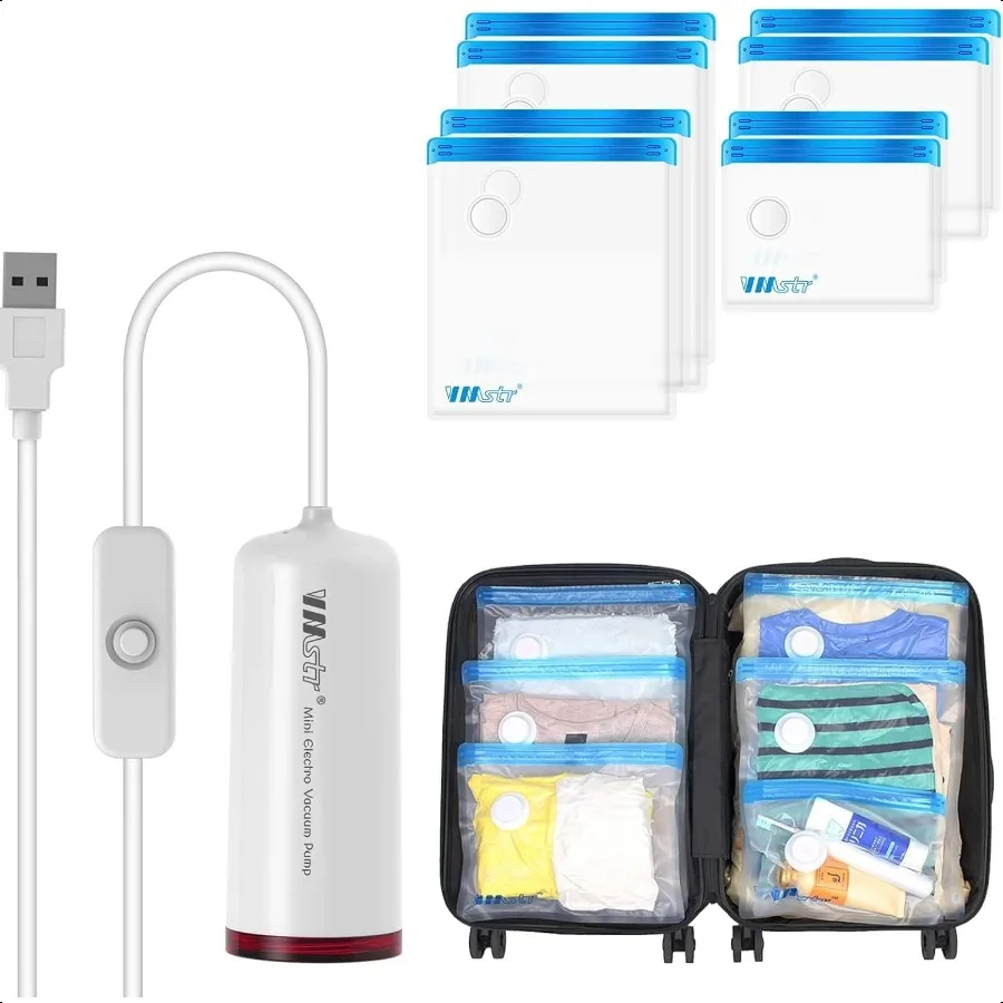 

Travel Vacuum Storage Bags with Electric Pump USB Pump + 8 Combo Bags