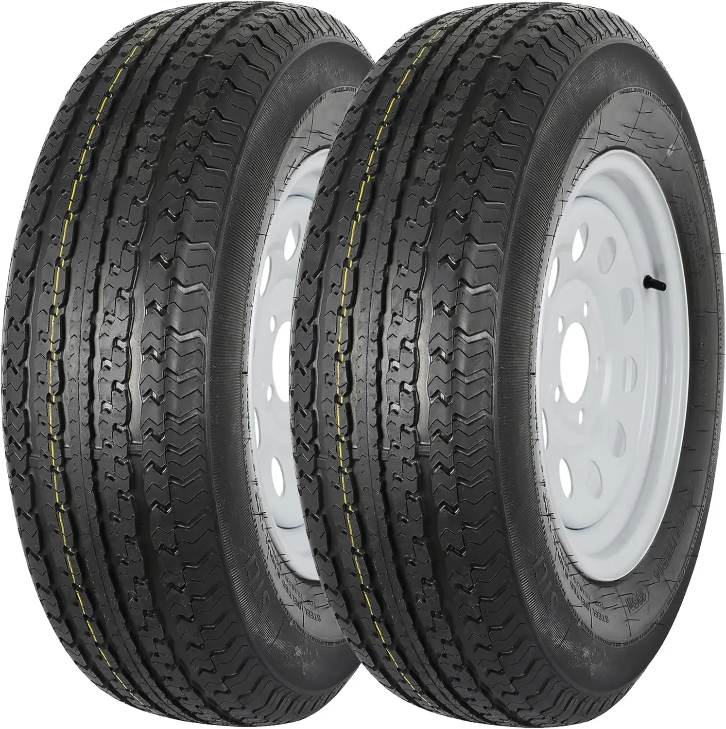 Pneu de remorque radial 2PK ST205/75R14 avec roue blanche de 14" - 5 sur 4-1/2" - Plage de charge D