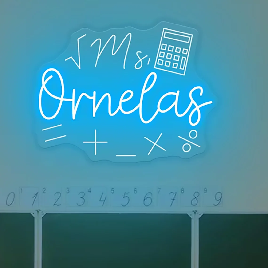 Custom Math Teacher Name Neon Sign for Classroom Wall Decor 3D Engraved Math Characters for Teacher Office Study Room Decor Teac