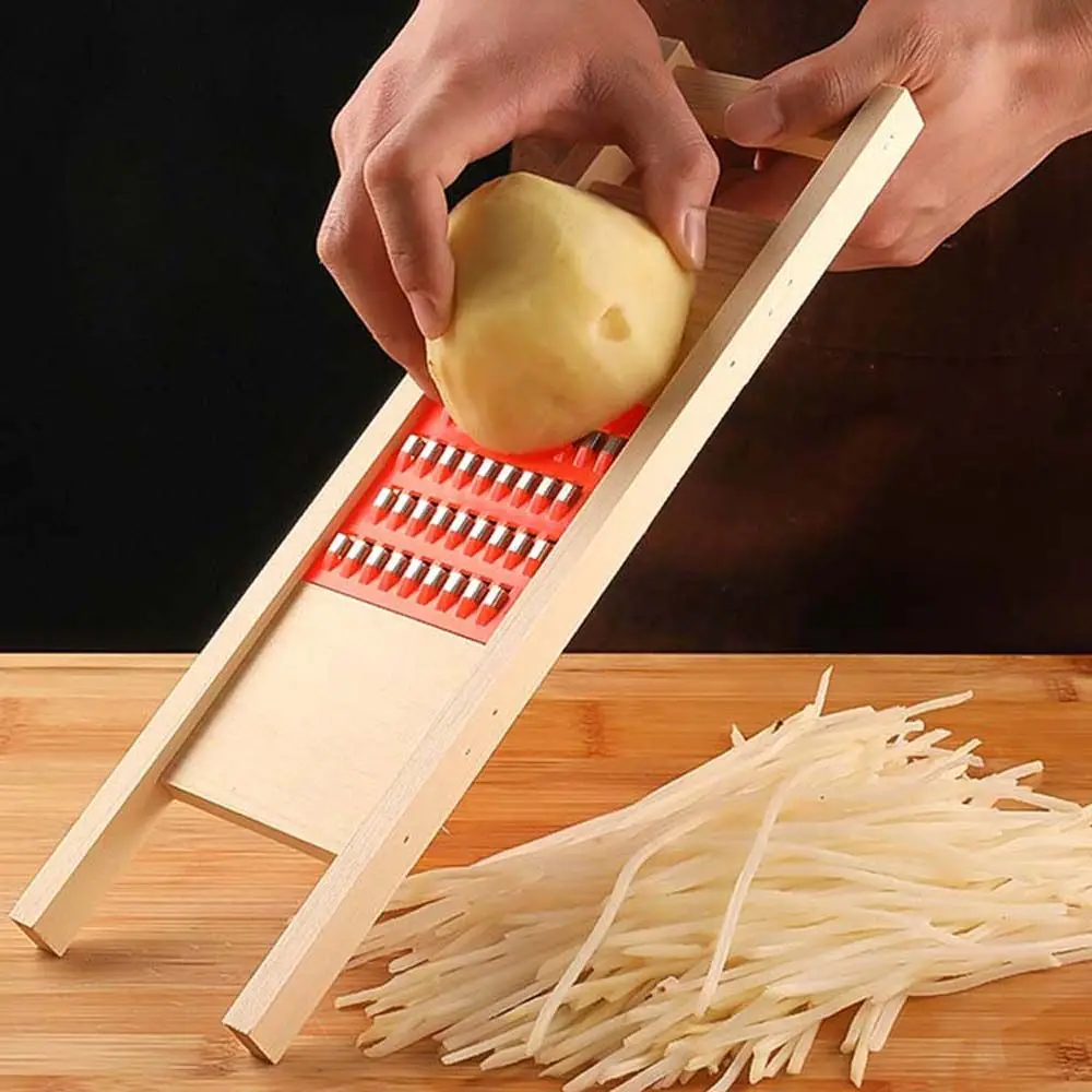 Wooden Multifunctional Vegetable Cutter Carrot Hand-held Food Grater Peeler Cheese Slicer Kitchen Tools Cucumber Potato Cutter