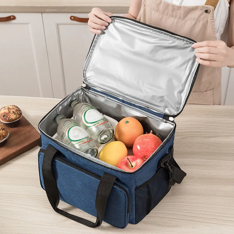 Reusable Lunch Box, Insulated Lunch Bag Leak Proof Lunch Box for Work Office Picnic Beach with Adjustable Shoulder Strap