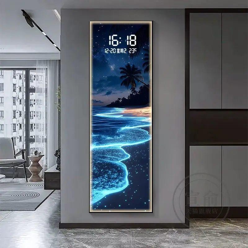 Nowoczesny elektroniczny zegar LED, lampa ścienna do salonu, przedpokoju, gabinetu, hotelu, obraz samolotu, dekoracje do domu, mural, oświetlenie.