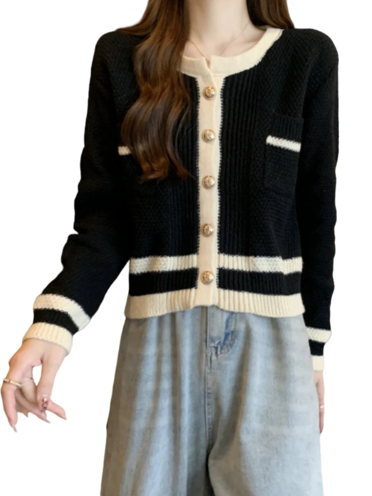 Slimming Short Knitted Sweater Jacket for Women Early Autumn plus Size Beautiful European Style Knit Cardigan Top