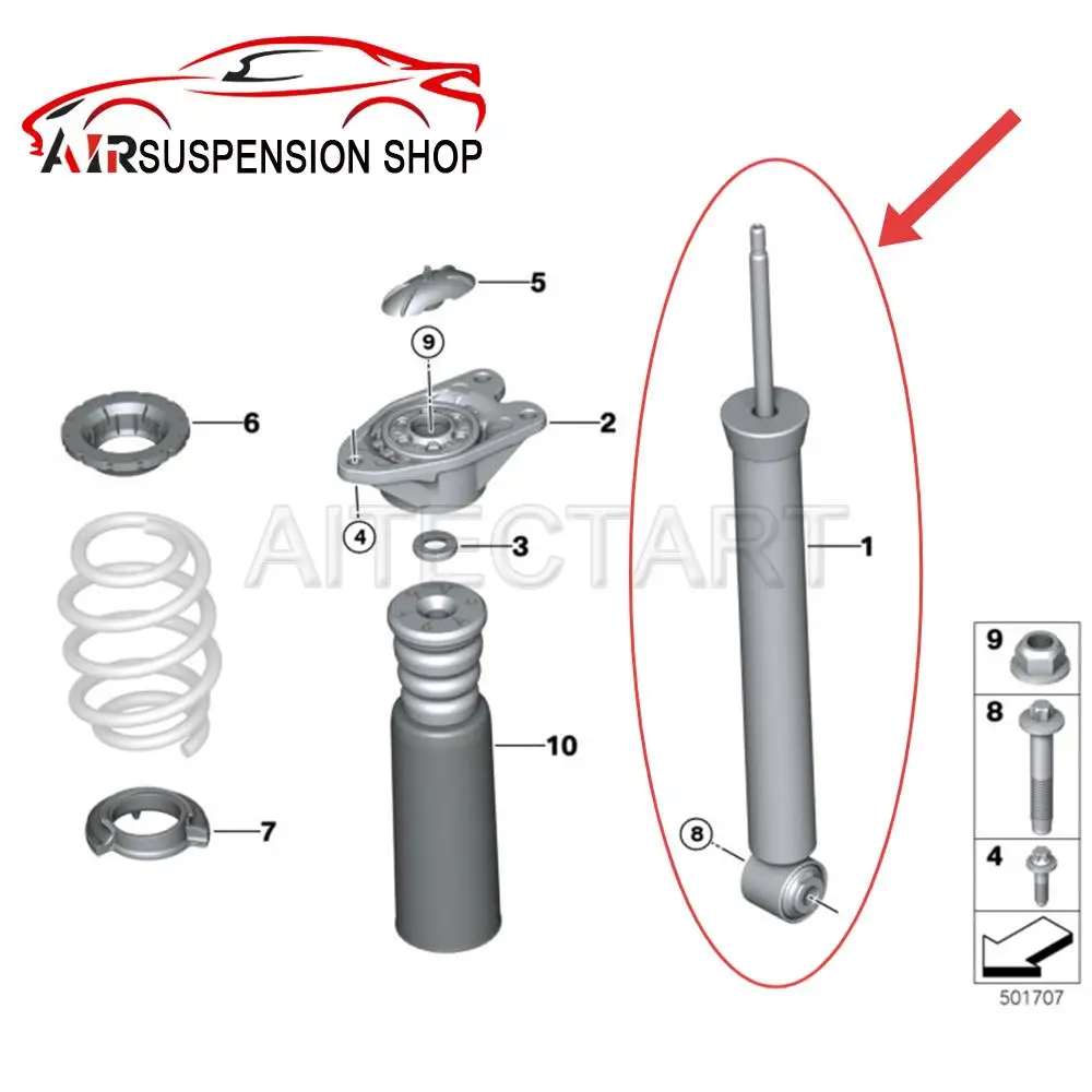 1x Rear Left/Right Shock Absorber W/o EDC For BMW Mini Clubman F54 Countryman F60, F45 F46, X1 F48 X2 F39 33526888423 Brand New