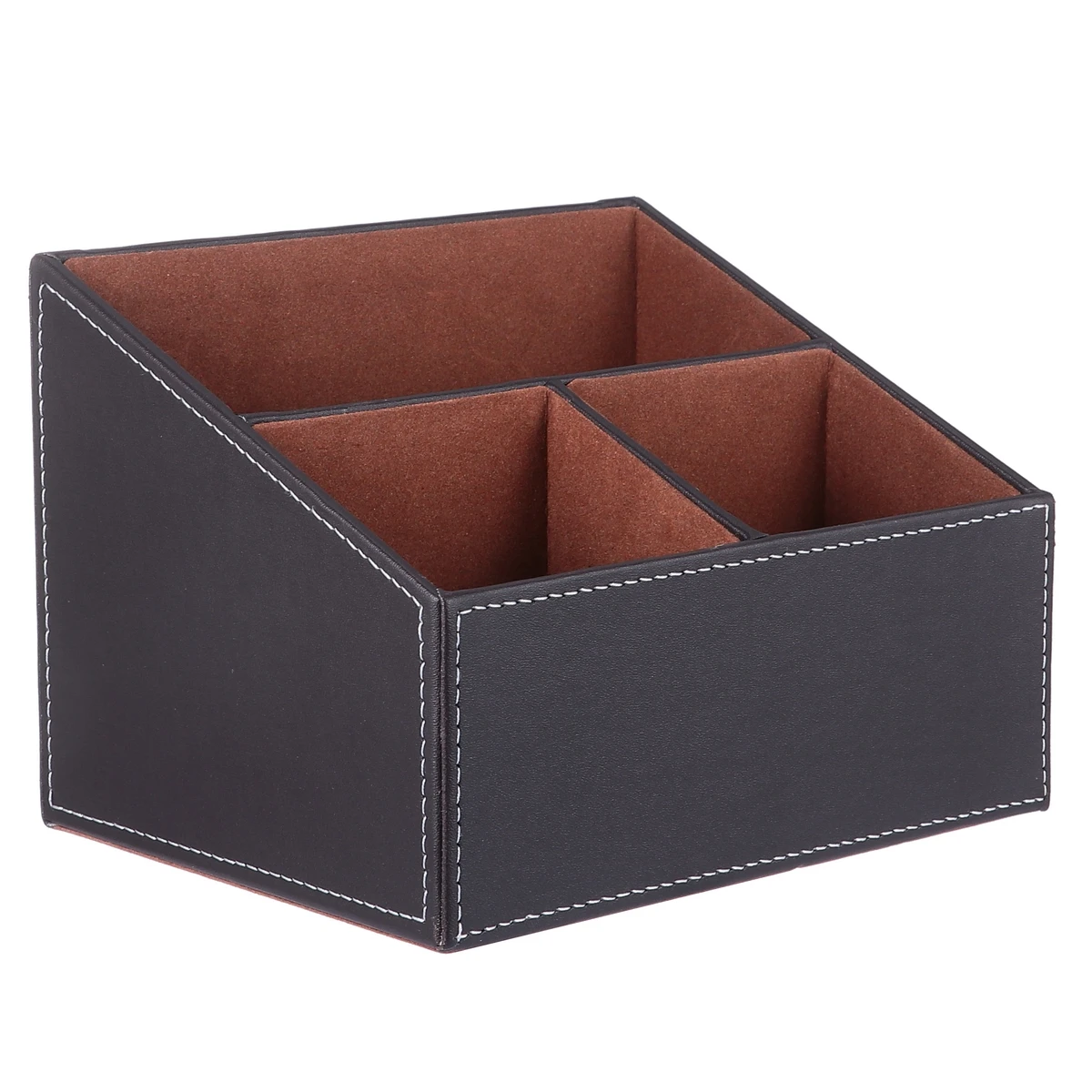 

Desktop Storage Box Thickened Wood Surface Flocking Cloth Lining Trapezoidal Design Lipstick Organizer Makeup Rack