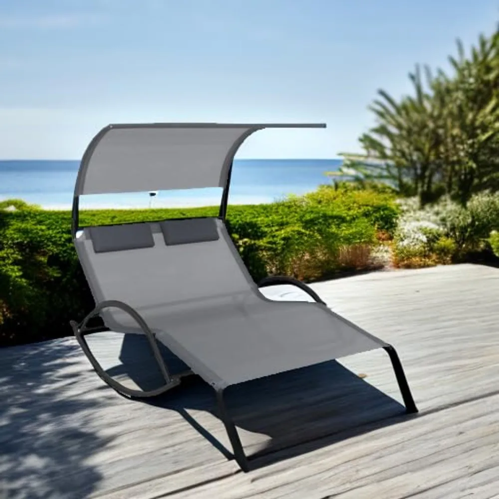 

Double Canopy Lounge Chair, Outdoor Lounge Chair, Comes with Two Removable Cushions, Customizable