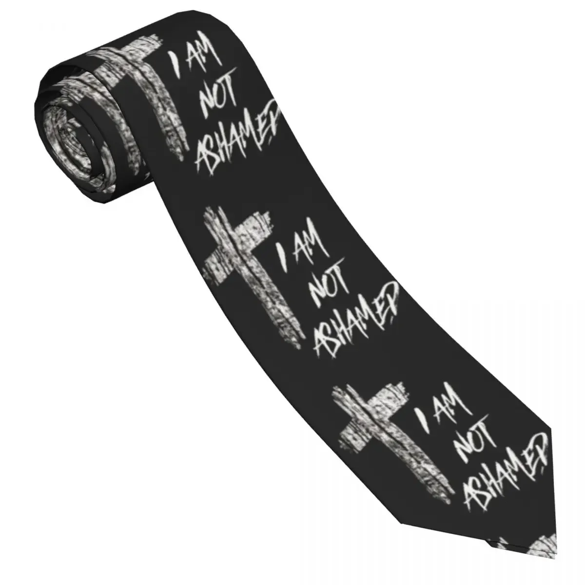 

Custom I Am Not Ashamed Tie Christian Wedding Party Neck Ties Men Elegant Necktie Accessories Quality Printed Collar Tie