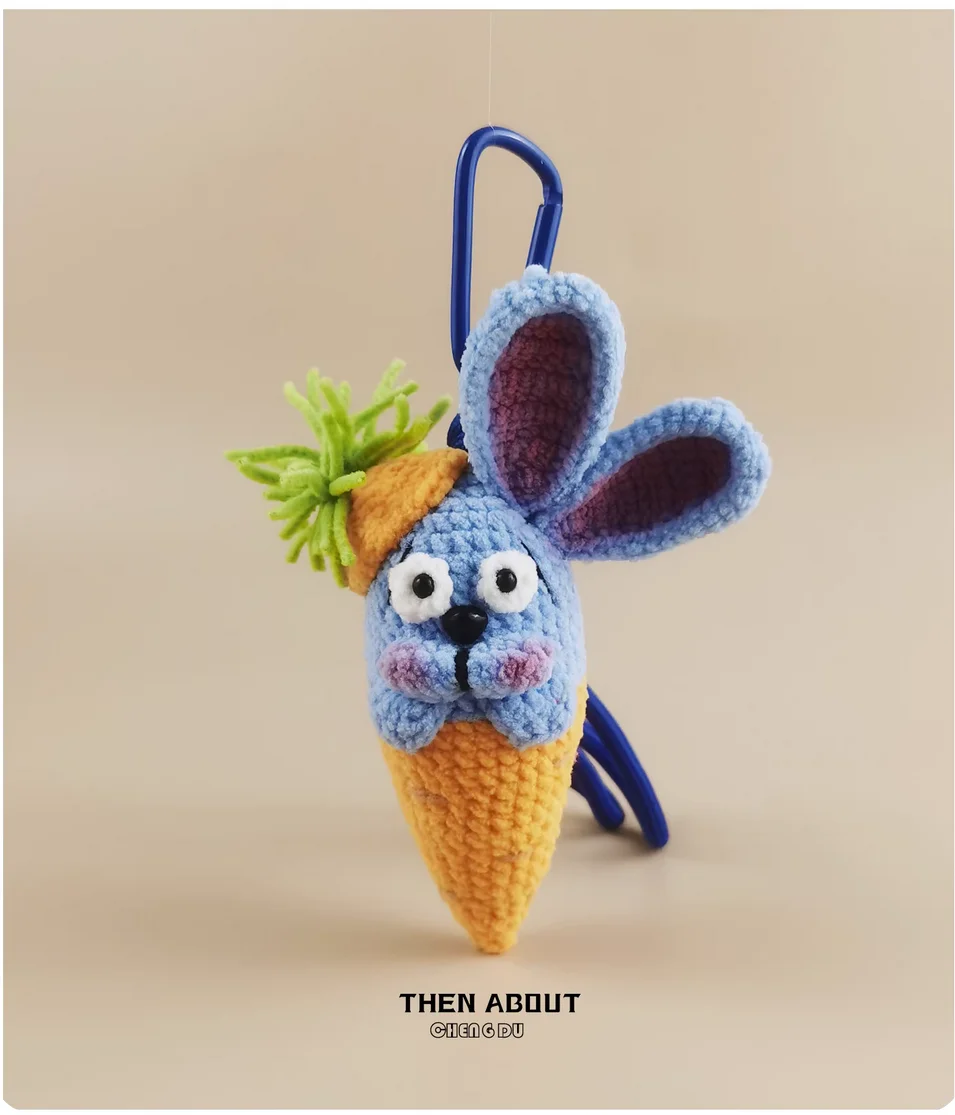 Interesting rabbit carrot bag pendant pendant Keychain pendant niche gift for people.
