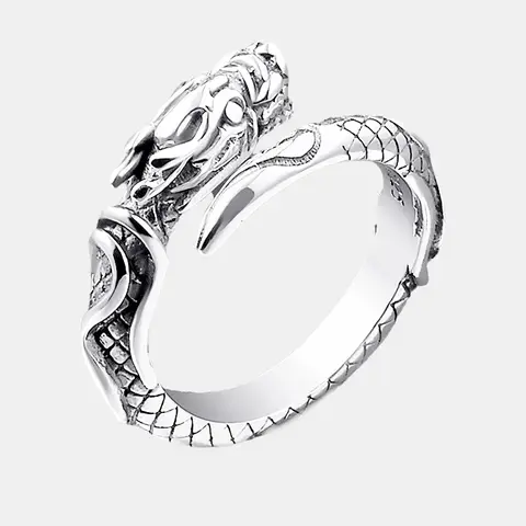 Bague d'Ouverture en Argent Sterling 925 pour Homme et Femme, Anneau Rétro à Mémoire de Forme, Dragon Thaïlandais, Rebrodé, RI513