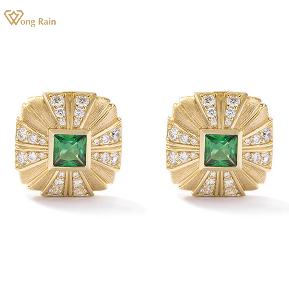 

Wong Rain Vintage 18K Gold Plated 925 Sterling Silver Emerald Gemstone Earrings for Women Ear Studs Fine Jewelry Gifts Wholesale