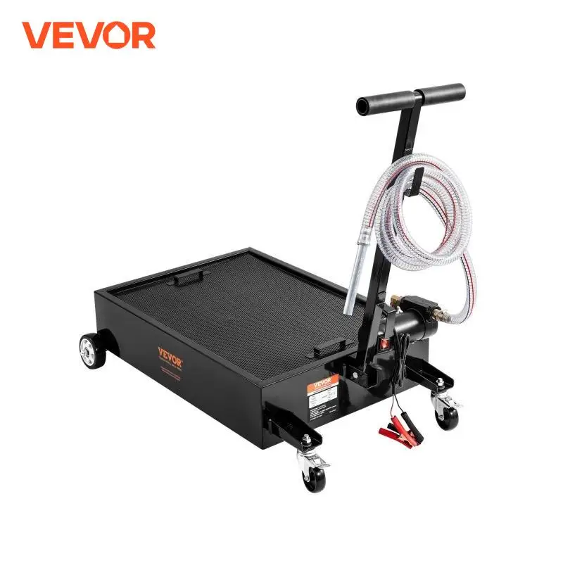 

VEVOR Low Profile Oil Drain Pan 15 Gallon Oil Drain Pan with 180W Electric Pump 8.2ft Hose & Folding Handle for Trucks Buses RVs