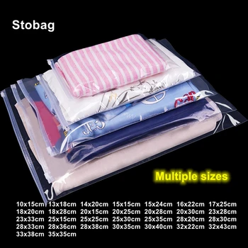 StoBag 10 個透明衣類包装ジッパーバッグプラスチッククリア再利用可能な密封されたシャツ収納ジップロックオーガナイザーポーチ