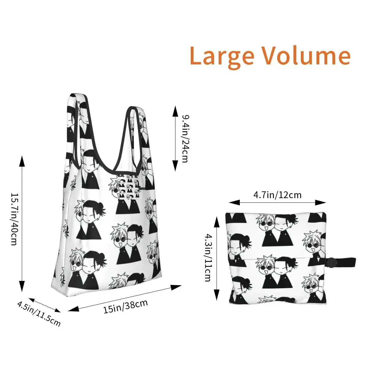 Gojo Satoru And Geto Suguru Shopping Bag Portable Tote Bags Reusable Shoulder Shopper Bag Groceries Handbag