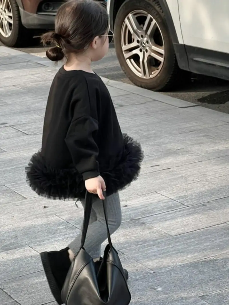 Winter Warm Girls Gauzy Skirt thick Pullovers Female Children Plus Velvet Tops Cotton Kids Clothes Clothing Streetwear Dresses