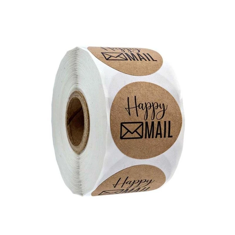 E28F 500pcs Homemade Thank You Kraft Stickers Round Seal Label for Small Shop Handmade Stationery Decoration