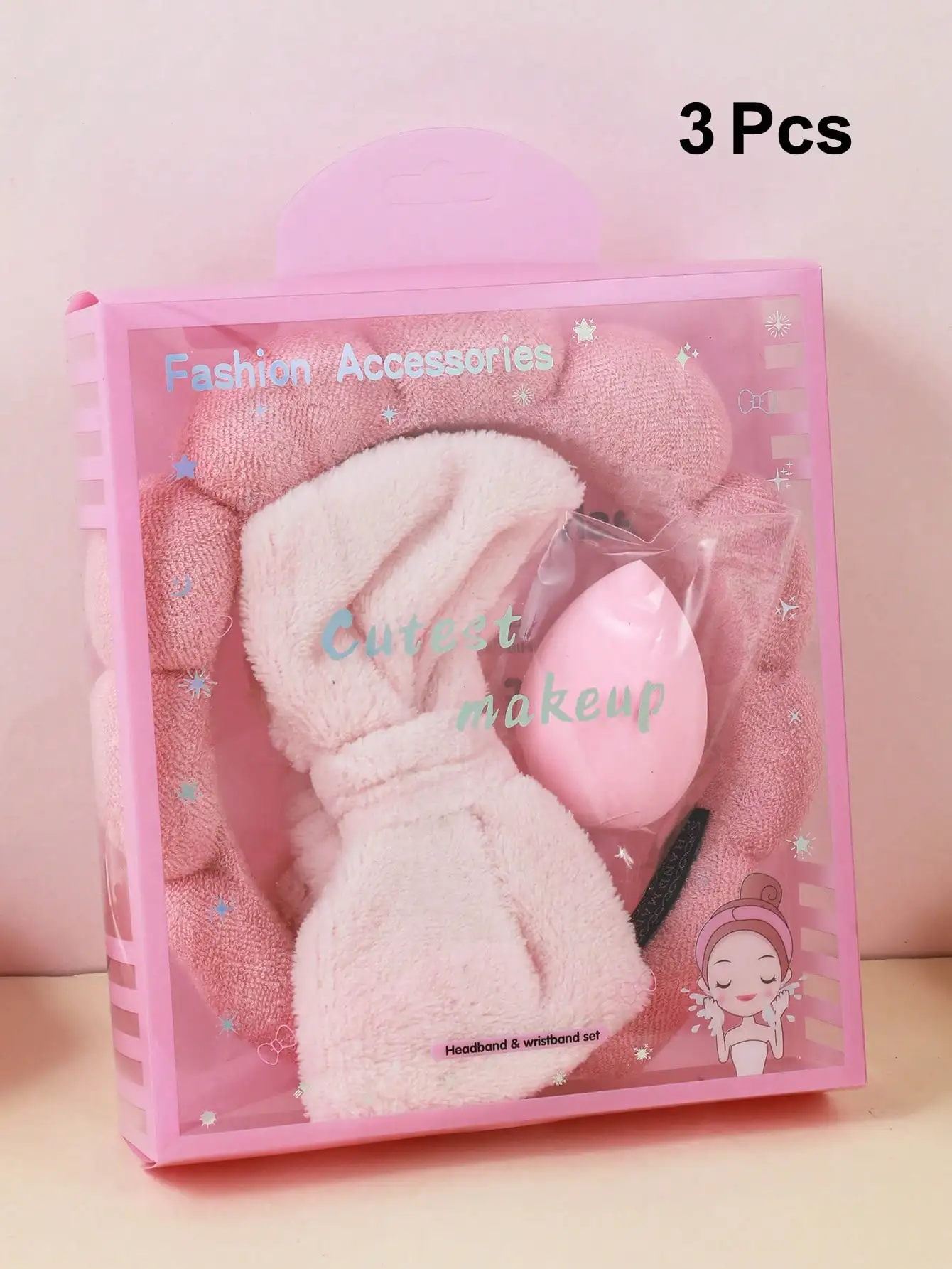 

5pcs/Set Girls' Sponge SPA Headband & Wristband, With Large Flower Hair Clip Gift Box, Hair Accessories Set, Elegant Gift