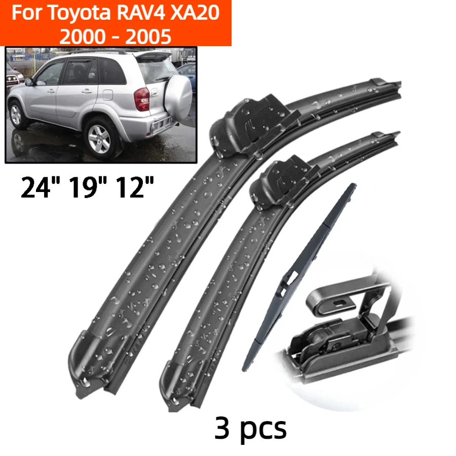 ZHANGU Wiper Front & Rear Wiper Blades Set For Toyota RAV4 XA20 2000 - 2005 Windshield Windscreen Window Brushes 24