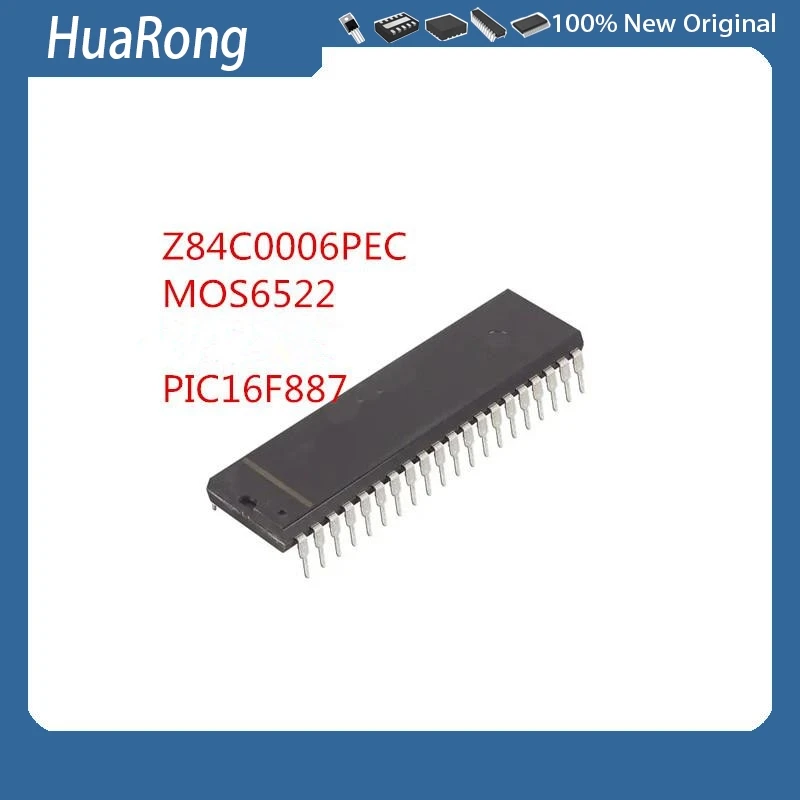 5Pcs/Lot  Z84C0006PEC Z80  MOS6522 6522  PIC16F887  PIC16F887-I/P    DIP40