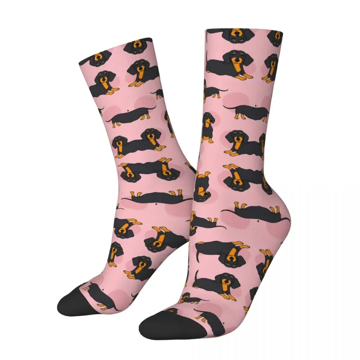 

Pink Blue Tan Smooth Dachshund Pattern Sticker Pack Socks Harajuku High Quality Stockings All Season Long Socks Accessories