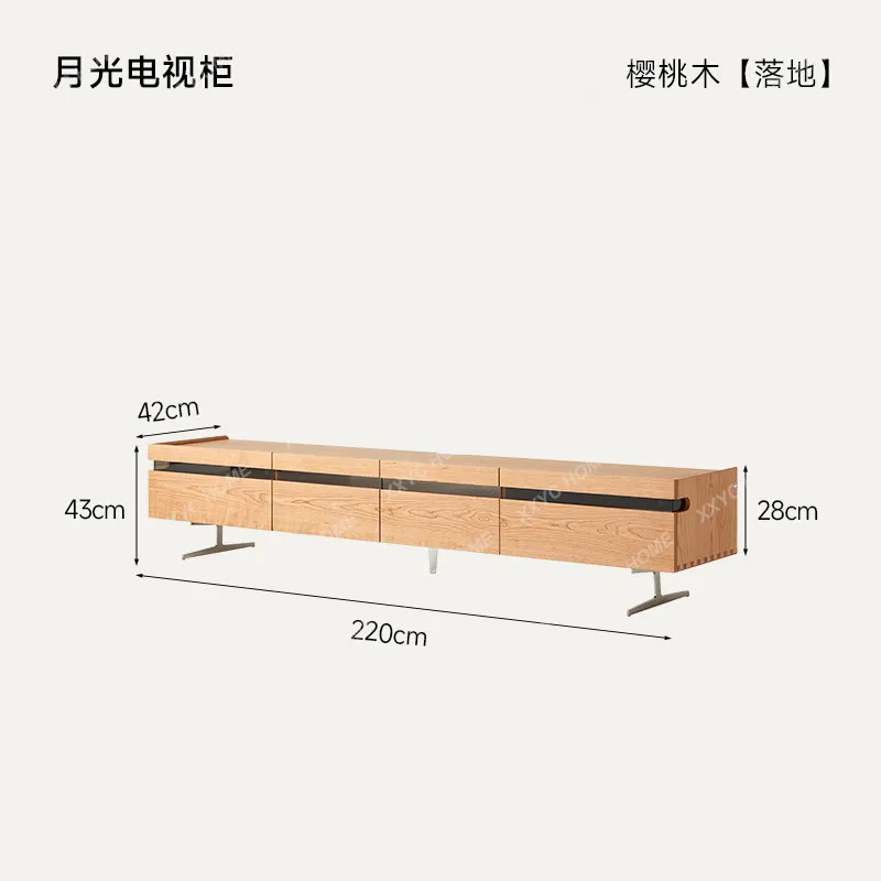 Solid wood stainless steel legs minimalist retro audio and video cabinet TV cabinet