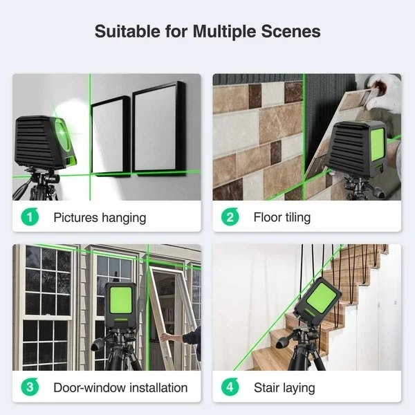 Huepar High Visibility Box-1G Selectable Laser Line, Outdoor Self-leveling Lasers Green Beam Cross Line Laser Level