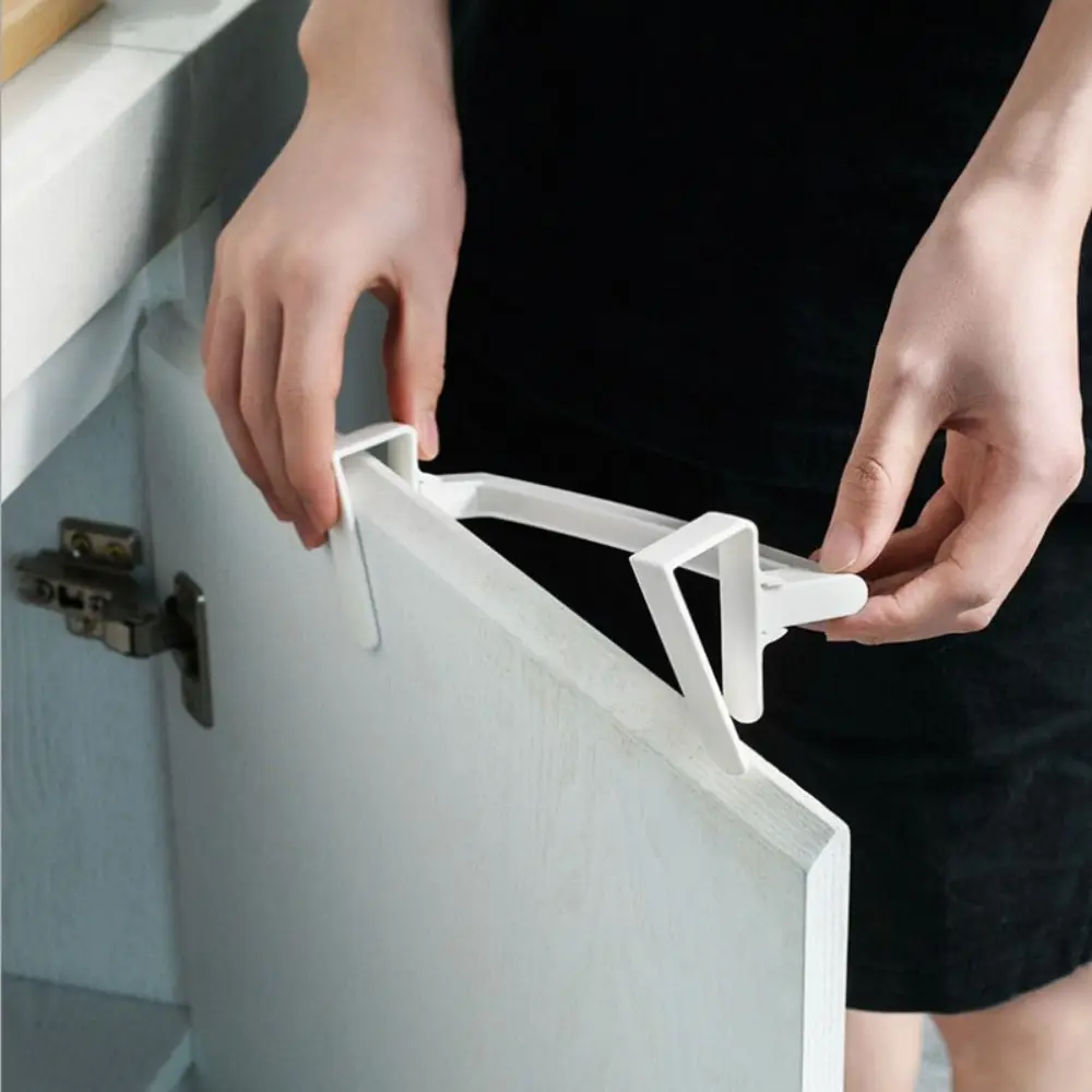Portable No Drilling Towel Rack Hanging Towel Hard Plastic Towel Holder White Easy to Assemble Bathroom Accessories Cabinet Door