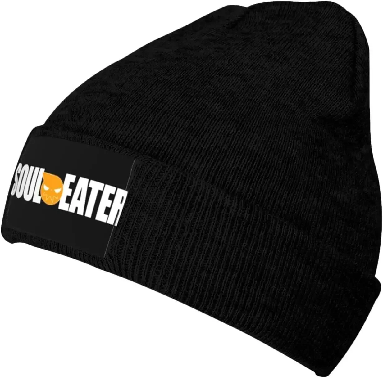 Soul Eater Knit Hat Winter Ski Warm Knitted Caps Plain Cuffed Beanie for Men Women Black