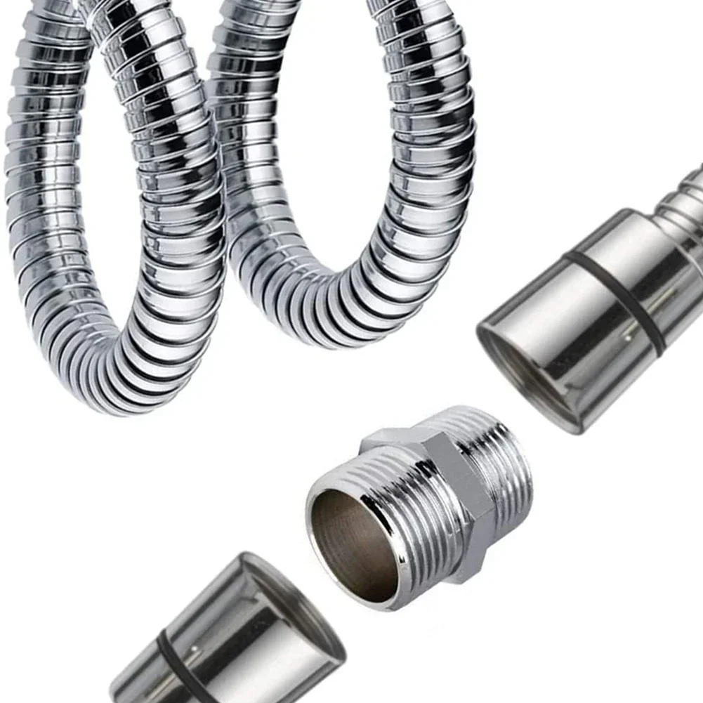 Shower Hose Extend Shower Connector For Extra Long Hose Stainless Steel Shower Extender Universal 1/2" BSP Male To Male Adaptor