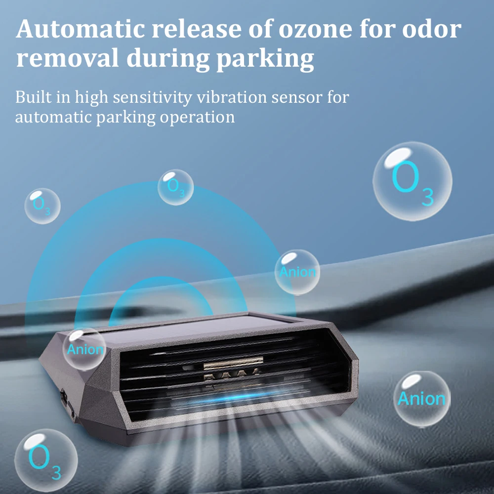 Solar Car Air Purifier Oxygen Cleaner Ozone Generator Air Purifier HEPA Filter Smoke Remover Negative Ion Deodorant