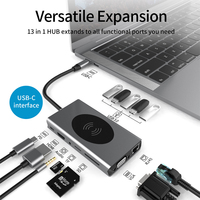 13 in 1 USB Type C HUB Wireless Charging USB 3.0 RJ45 PD To HDMI-compatible Adapter Docking Station For Macbook Pro Laptop PC