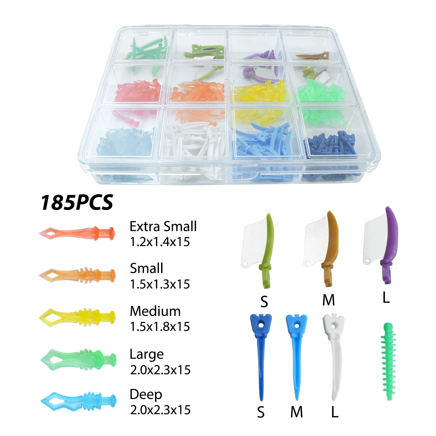 185Pcs WELLCK Dental Interdental Wedge Kit Tooth Gap Wedge Adaptive/Diamond/Tulwar Wedges Wedge Guard With Metal Dentistry Tools