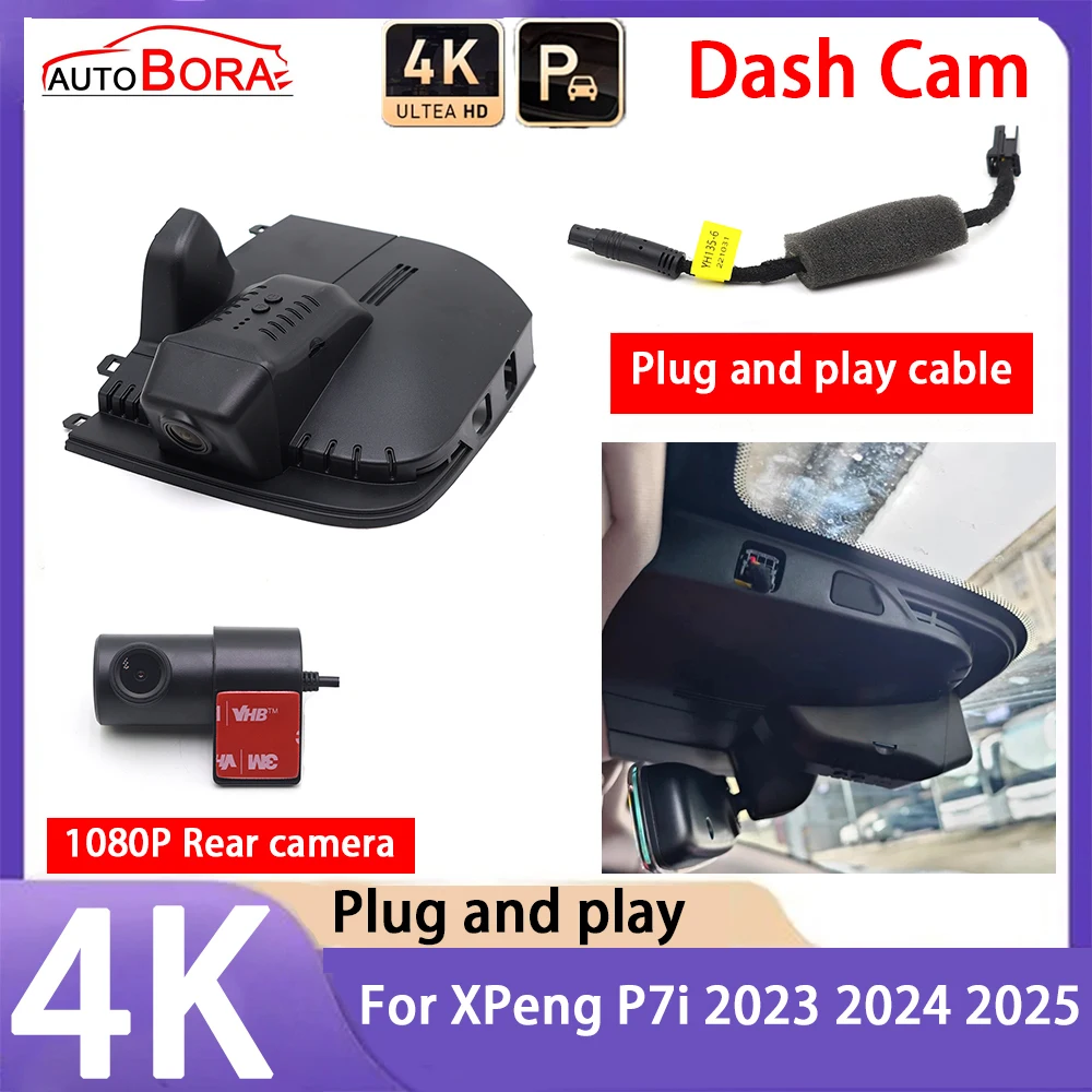 

AutoBora 4K 2160P Car Camera Plug and Play UHD Dash Cam Night Vision for XPeng P7i 2023 2024 2025