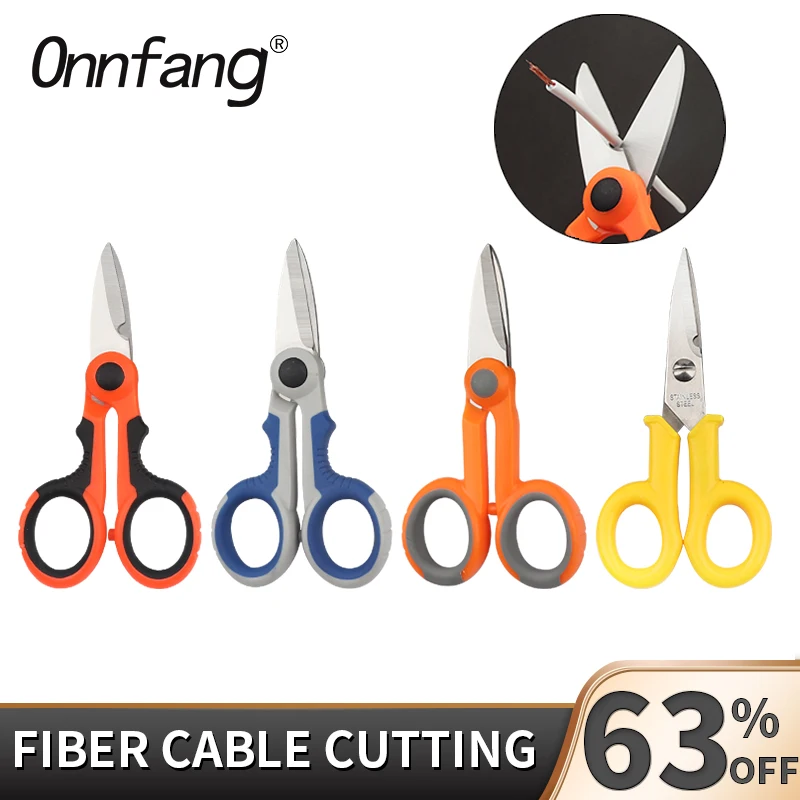 Onnfang Electrician Tools Fiber Optic Cable Cutting Slip-resistant Multitool Scissors Stainless Steel for Cut Electrical Wire