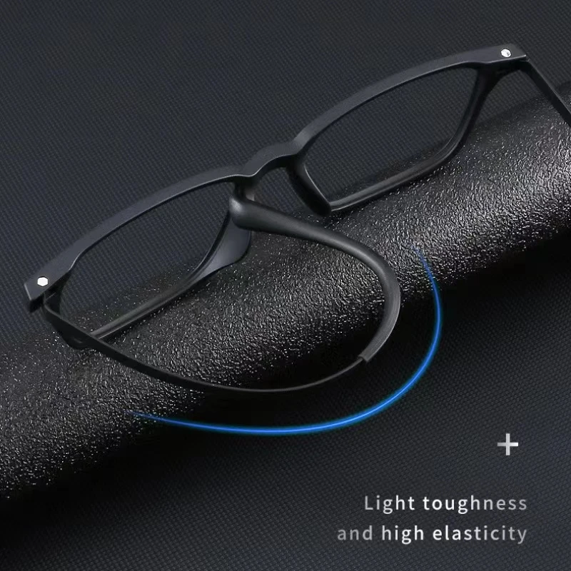 Ultralight Rubber Titanium Retro Square Frame Optical Reading Glasses Men Fashion Office Anti Blue Light Presbyopia Eyeglasses