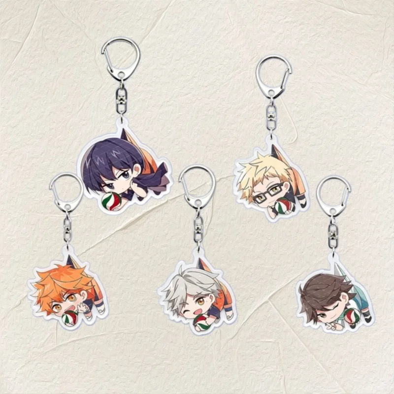 Haikyuu Cute Chibi Acrylic Keychain Full Characters Hinata Kageyama Sugawara Tsukishima Oikawa Bag Pendant Anime CollectibleGift