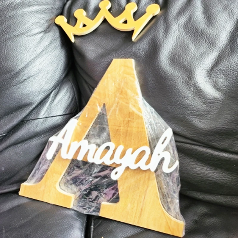 

Personalized Painted Wooden Letter with Name Plaque, Custom Made Sign Tag, Any Name