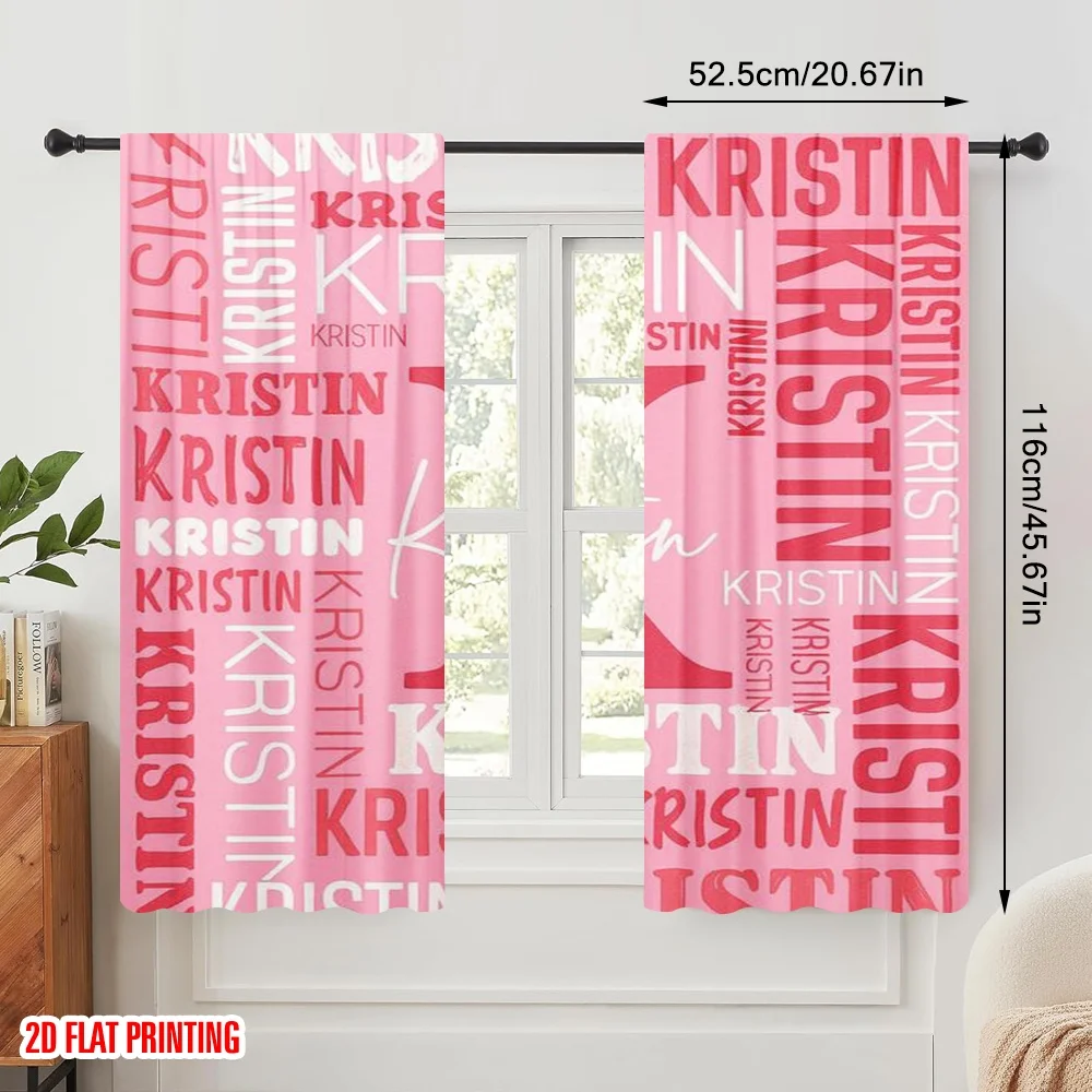 2pcs,2D plane printing Curtains&Window Treatment Kristin Collage Versatile Polyester (without rod) Room Decor Ldeal for Bedroom