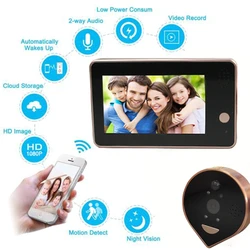 WiFi Smart 1080P Video Peephole Camera Viewer Home Security Two-way Audio HD Night Vision PIR Motion Detect Tuya WiFi Doorbell