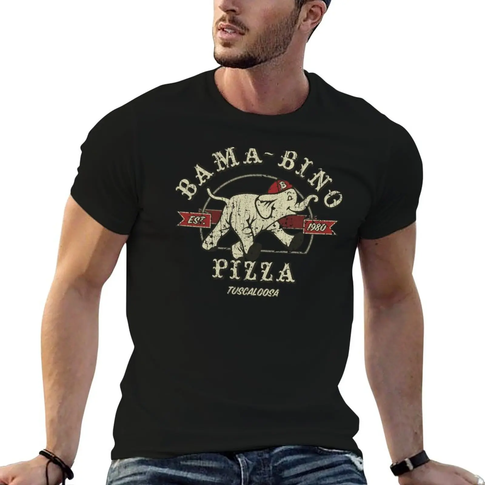 Camiseta Bama-Bino Pizza 1980, camisetas para hombre, paquete de camisetas blancas, camisetas informales para hombre, camiseta ajustada