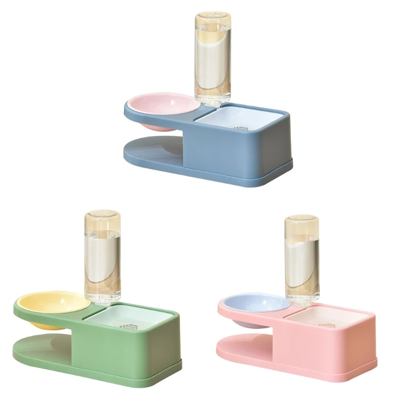 2 in1 Pet Tableware Dog Water Bowl Water Dispenser Set Elevated-Bowl Water Fountain