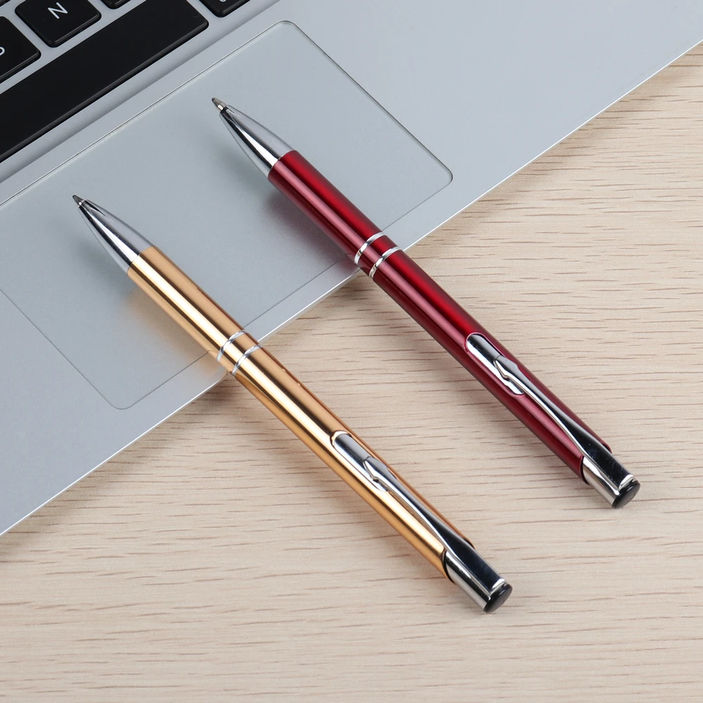 6colors Metal Ballpoint Pen Press Style Stainless Steel Material Ball Pens For School Office Stationery Supplies