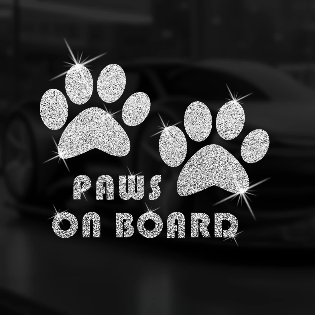 "PAWS ON BOARD" Glitterende Hart Vinyl Sticker, Glinsterende Decal voor Auto, Truck, Verwijderbaar zonder resten, Laptop Stickers